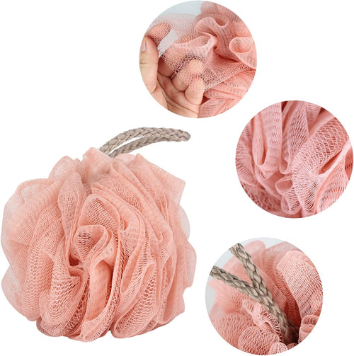 Loofah Sponge 60g Shower Loofahs 4 Colors Bath Sponges Mesh Balls for Body Scrubber Exfoliator Wash Back Scrubber Bathroom Men Women - 4 Pack Scrubbers Cleaning Bathing Accessories
