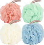 Loofah Sponge 60g Shower Loofahs 4 Colors Bath Sponges Mesh Balls for Body Scrubber Exfoliator Wash Back Scrubber Bathroom Men Women - 4 Pack Scrubbers Cleaning Bathing Accessories